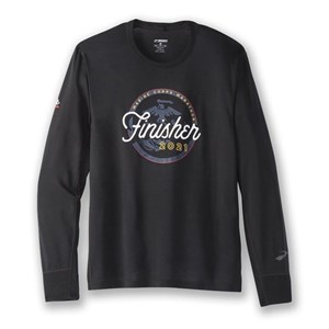 تیشرت آستین بلند ورزشی مردانه مشکی بروکس Brooks Distance Graphic Long Sleeve