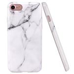 JAHOLAN iPhone 7 Case, iPhone 8 Case White Marble Design Clear Bumper Glossy TPU Soft Rubber Silicone Cover Phone Case for iPhone 7 iPhone 8