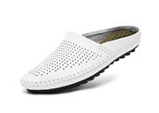 V.J Men's Classic Handsewn Genuine Leather House Slippers Office Slippers Casual Breathable Sandals