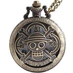 VIGOROSO One Piece Anime Vintage Antique Bronze Steampunk Quartz Pocket Watch Necklace Pendant Gift Box