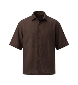 پیراهن آستین کوتاه مردانه باکسی ساده لینن قهوه ای کد 50667 - XXXL (پرداخت درب منزل / ارسال رایگان یا تخفیف برای پرداخت کارت به کارت)