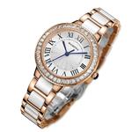 MAMONA Women's Quartz Watch Crystal Accented Ceramic and Stainless Steel White and Rose Gold L68008RG