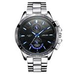 LONGBO Men's Unique Big Face Dial Analog Quartz Business Watch Military Waterproof Stainless Steel Band Wrist Watch Special Blue Hands Decorative Chrono Eyes Sport Watches for Man 8833 Black