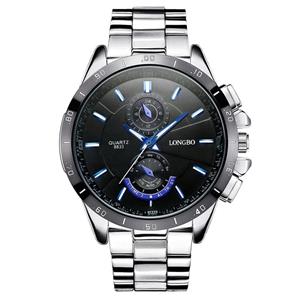 LONGBO Men's Unique Big Face Dial Analog Quartz Business Watch Military Waterproof Stainless Steel Band Wrist Watch Special Blue Hands Decorative Chrono Eyes Sport Watches for Man 8833 Black