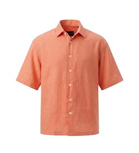 پیراهن آستین کوتاه مردانه باکسی ساده لینن پرتقالی کد 50664 - XXL (پرداخت درب منزل / ارسال رایگان یا تخفیف برای پرداخت کارت به کارت)