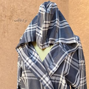 حوله تن پوش نخی یزدی چهارخانه رنگ طوسی