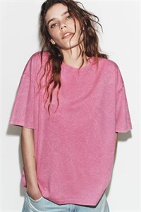 تیشرت براق زنانه Zara صورتی