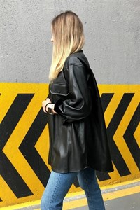 پالتو مردانه چرمی Elisa مشکی