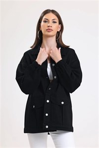 کت جین زنانه اورسایز Hanope مشکی
