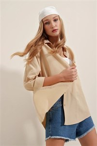 پیراهن 3900 زنانه اورسایز بژ Bigdart