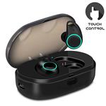 Bluetooth Wireless Earbuds with 800mAh Charging Box, Touch Control Sports Earphones in-Ear IPX5 Waterproof HD Stereo Sweatproof Headphones with Built-in Mic (Black + Wall Charger)