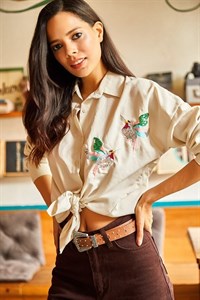 بلوز زنانه بافتنی بژ