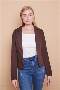 کت بلیزر زنانه نخی قهوه‌ای
