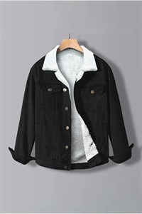 کت جین اسلیم فیت مشکی با آستر خز داخلی مردانه Cuqq Denim