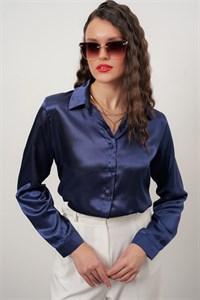بلوز زنانه ساتن آبی