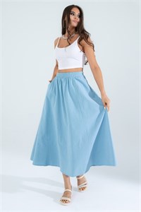 دامن کلوش زنانه بافتنی آبی
