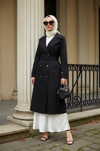 کت ترنچ زنانه نخی مشکی