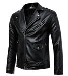 Benibos Men's Classic Police Style Faux Leather Motorcycle Jacket