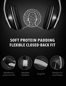 Mpow 059 Bluetooth Headphones Over Ear, Hi-Fi Stereo Wireless Headset, Foldable, Soft Memory-Protein Earmuffs, w/Built-in Mic Wired Mode PC/Cell Phones/TV 