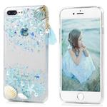 iPhone 7 Plus Case, iPhone 8 Plus Case, Beach Starfish Shower Seashell Design Transparent Clear Soft Flexible Gel Silicone TPU Bumper Slim Fit Shockproof Protective Cover for iPhone 7/8 Plus - Blue
