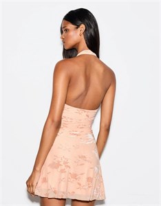 پیراهن مینی تور فلوکی یقه هالتر زنانه Bershka
