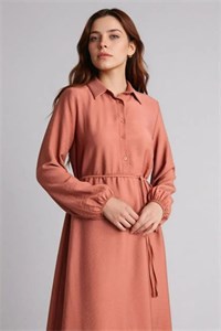 پیراهن ماکسی یقه‌دار نارنجی زنانه DeFacto مدل 3445371