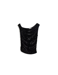 تیشرت نامتقارن اثر مخمل Bershka زنانه