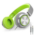 AILIHEN C8 Foldable Headphones with Microphone and Volume Control for Cellphones Tablets Smartphones Laptop Computer PC Mp3/4 (Gray/Green)