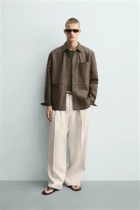 پیراهن چرمی جیب‌دار Zara مردانه