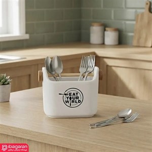جا قاشقی سرامیکی بیضی دسته چوب
