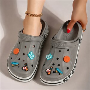 کراکس دمپایی زنانه پلاس crocs plus رنگ طوسی کد 2709