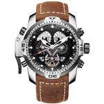 Reef Tiger Mens Sport Watches Complicated Black Dial Steel Case Automatic Watch Military Watches RGA3503