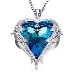 ANCREU Angel Wing Necklaces for Women Love Heart Pendant Necklace Gifts for Women Girls