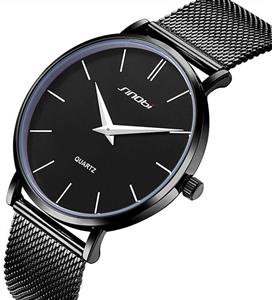 SINOBI Ultra Thin Minimalist Stainless Steel Mesh Band Mens Watch Unisex Wrist Watch