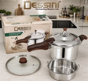 زودپز استیل ۳ کاره دسینی 9 لیتری مدل KD-600-9L | 2026 کاره همراه درب شیشه‌ای، سبد بخارپز، کف سه‌لایه و سیستم ایمنی چندگانه
