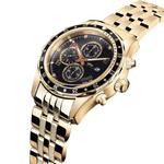 Daniel Steiger Alphagraph Men's Watch - 18k Gold Plated Stainless Steel - Diamond Indices And Multi-Function Dual Time Movement