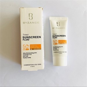 فلوئید ضد آفتاب رنگی SPF50 پوست چرب بیزانس بژ طلایی شماره (30)