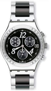 Swatch Men's YCS485G Quartz Chronograph Stainless Steel Black Dial Watch 