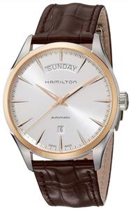 ساعت مچی مردانه همیلتون H42525551 Hamilton Men's 'Jazzmaster' Swiss Automatic Gold and Leather Casual Watch, Color:Brown (Model: H42525551)