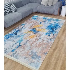 فرشینه | فرش چاپی برند حسن نیا هازان ترک طرح وینتیج آبرنگی کد M241 (پس کرایه) - گرد قطر 80 - سایز: گرد قطر 80