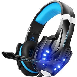 هندزفری هدست هدفون BENGOO G9000 Stereo Gaming Headset for PS4, PC, Xbox One Controller, Noise Cancelling Over Ear Headphones with Mic, LED Light, Bass Surround, Soft Memory Earmuffs for Laptop Mac Nintendo Switch Games