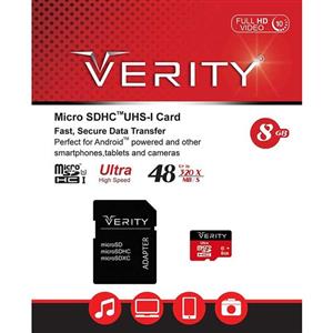 کارت حافظه میکرو اس دی Verity مدل Ultra 320X ظرفیت 8 گیگابایت به همراه آداپتور
