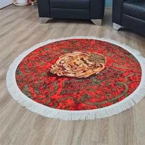 فرشینه گرد قرمز مخمل تُرک پا گرد پله کد A 075(پس کرایه) - قطر 75 - سایز: قطر 75
