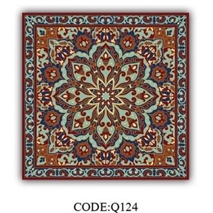 فرش چاپی مربع طرح سنتی مخمل هازان ترک کد Q124 (پس کرایه) - 1.5 در 1.5 (مربع) - سایز: 1.5 در 1.5 (مربع)