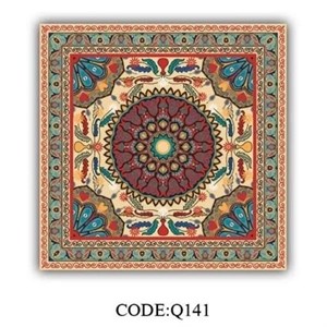 فرش چاپی مربع سنتی مخمل هازان ترک کدQ141 (پس کرایه) - 1.5 در 1.5 (مربع) - سایز: 1.5 در 1.5 (مربع)