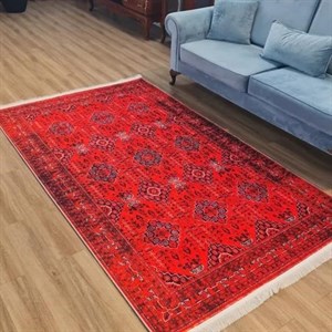 فرشینه مخمل هازان طرح پشتی لاکی قرمز سنتی u109(پس کرایه) - پادری 50 در 80 - سایز: پادری 50 در 80