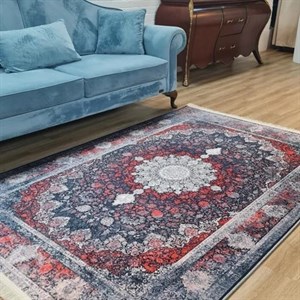 فرش چاپی وینتیج برند حسن نیا مخمل هازان طرح شب قرمز L117 (پس کرایه) - پادری(80*50) - سایز: پادری(80*50)