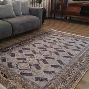 فرش چاپی فرشینه برند حسن نیا مخمل هازان طرح کویر L240(پس کرایه) - پادری(80*50) - سایز: پادری(80*50)