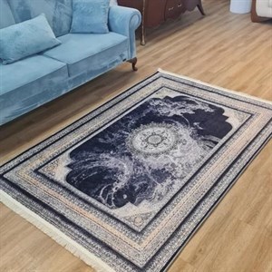 فرش چاپی وینتیج برند حسن نیا مخمل هازان طرح سرمه‌دلان u70(پس کرایه) - 1.5 در 2.25 متر ( 4 متری ) - سایز: 1.5 در 2.25 متر ( 4 متری )