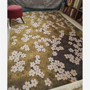 فرش چاپی مخمل هازان ترک طرح شکوفه زار F345(پس کرایه) - 12 متری - سایز: 12 متری